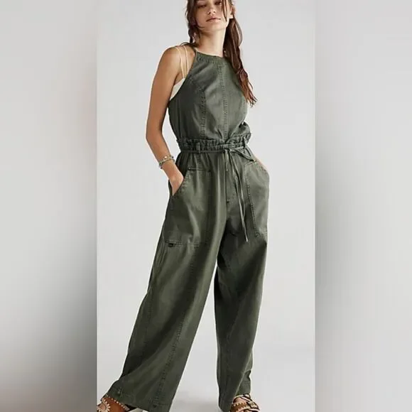 Free People Hearts Run Free Denim Jumpsuit - Picture 1 of 11